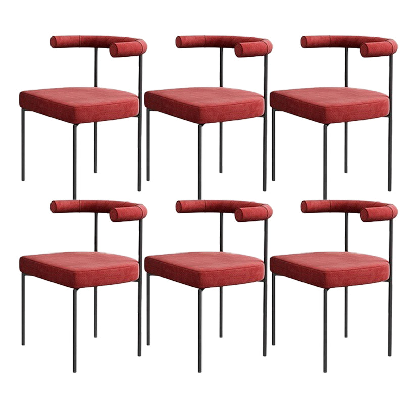 Modern Dining Side Chair Upholstered Armless Dining Chairs with Black Legs Rose Red 6 Piece Set Clearhalo 'Dining Chairs' 'Dining Tables & Seating' 'dining_chair' 'furn' 'furn_dining_chair' 'Furniture' 'Kitchen & Dining Furniture' 6749509