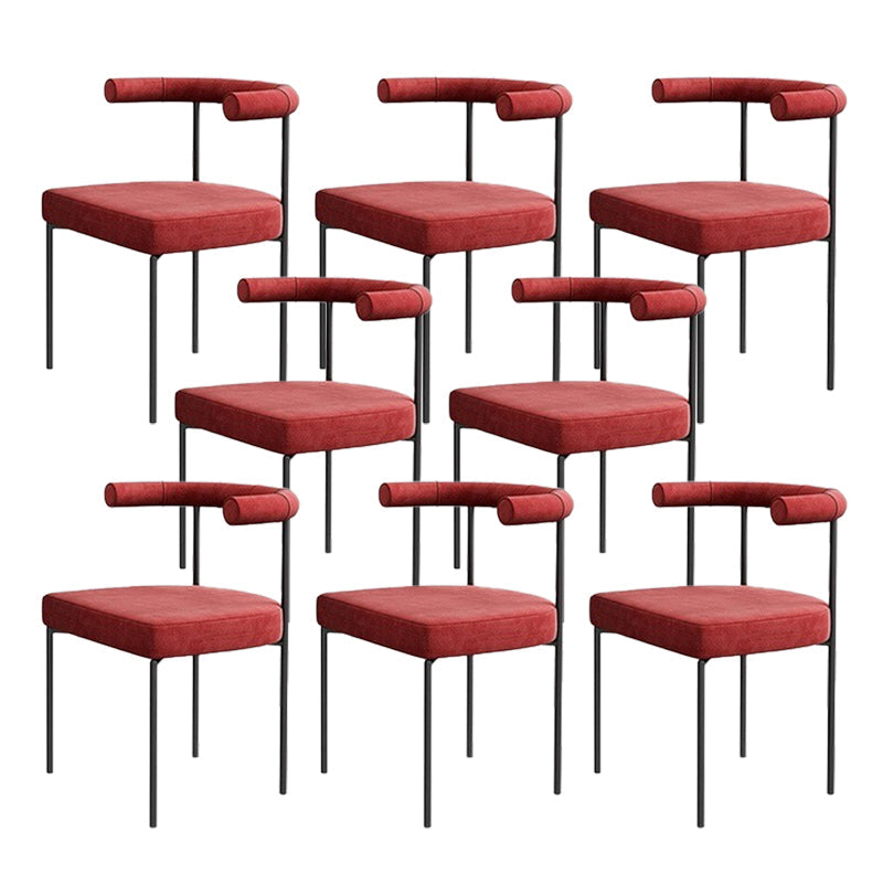 Modern Dining Side Chair Upholstered Armless Dining Chairs with Black Legs Rose Red 8 Piece Set Clearhalo 'Dining Chairs' 'Dining Tables & Seating' 'dining_chair' 'furn' 'furn_dining_chair' 'Furniture' 'Kitchen & Dining Furniture' 6749510