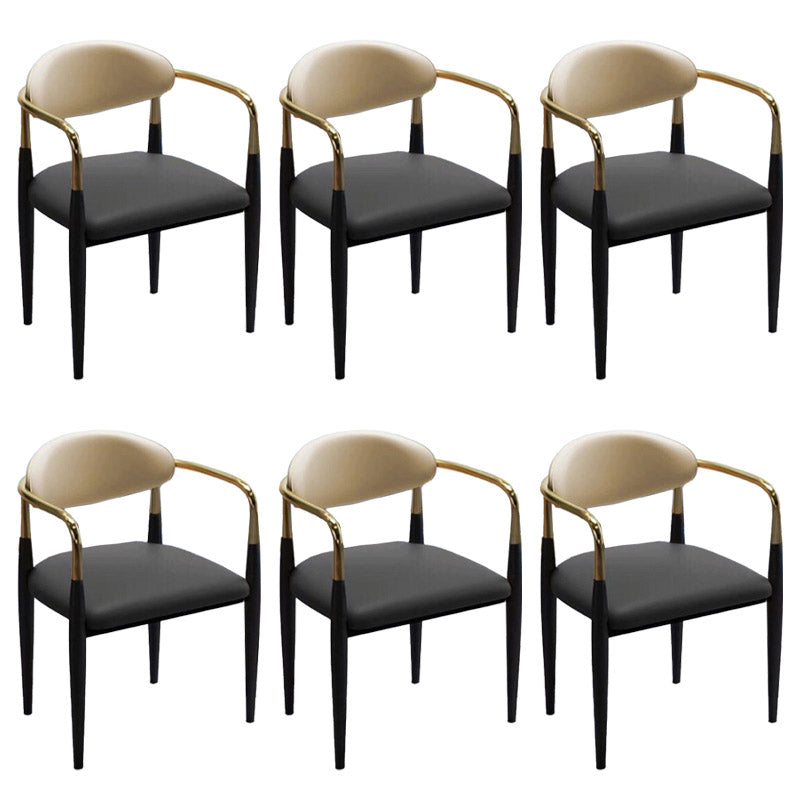 Faux Leather Dining Side Chair Open Back Dining Side Chair for Home Black 6 Piece Set Clearhalo 'Dining Chairs' 'Dining Tables & Seating' 'dining_chair' 'furn' 'furn_dining_chair' 'Furniture' 'Kitchen & Dining Furniture' 6749519