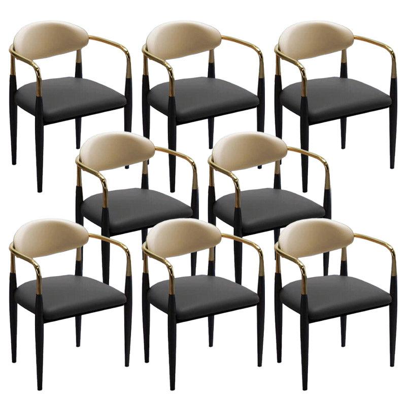 Faux Leather Dining Side Chair Open Back Dining Side Chair for Home Black 8 Piece Set Clearhalo 'Dining Chairs' 'Dining Tables & Seating' 'dining_chair' 'furn' 'furn_dining_chair' 'Furniture' 'Kitchen & Dining Furniture' 6749520