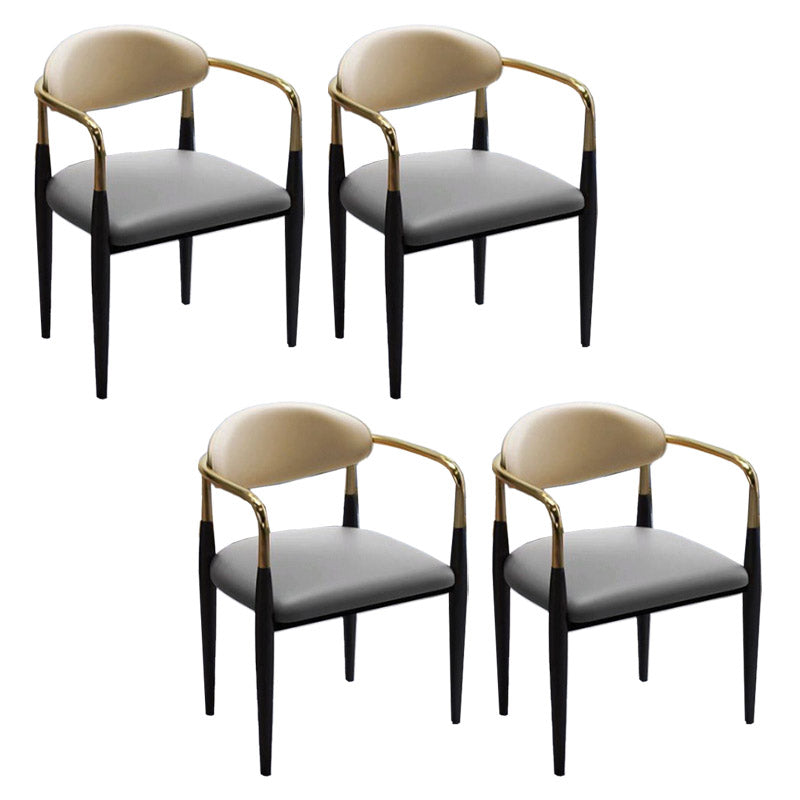 Faux Leather Dining Side Chair Open Back Dining Side Chair for Home Grey 4 Piece Set Clearhalo 'Dining Chairs' 'Dining Tables & Seating' 'dining_chair' 'furn' 'furn_dining_chair' 'Furniture' 'Kitchen & Dining Furniture' 6749526