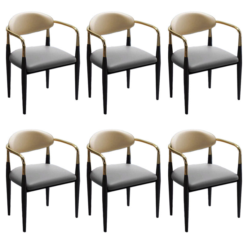 Faux Leather Dining Side Chair Open Back Dining Side Chair for Home Grey 6 Piece Set Clearhalo 'Dining Chairs' 'Dining Tables & Seating' 'dining_chair' 'furn' 'furn_dining_chair' 'Furniture' 'Kitchen & Dining Furniture' 6749529