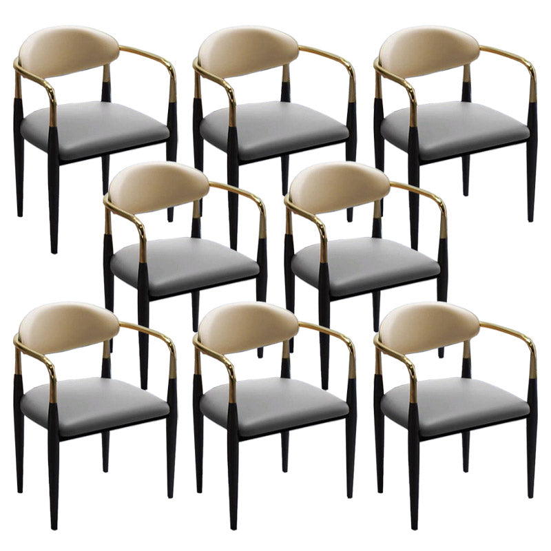 Faux Leather Dining Side Chair Open Back Dining Side Chair for Home Grey 8 Piece Set Clearhalo 'Dining Chairs' 'Dining Tables & Seating' 'dining_chair' 'furn' 'furn_dining_chair' 'Furniture' 'Kitchen & Dining Furniture' 6749530