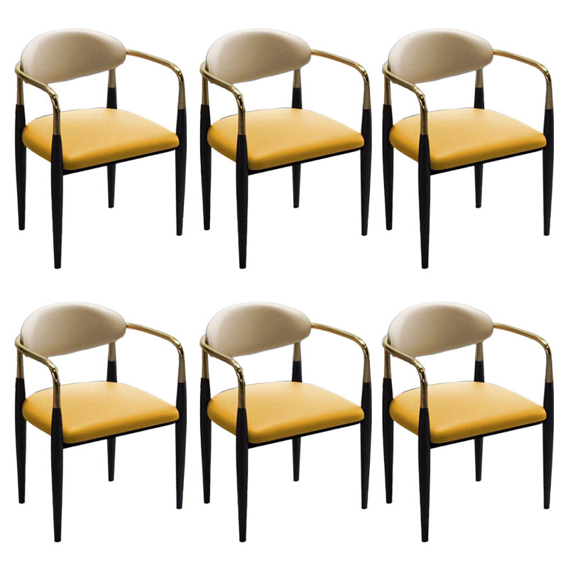 Faux Leather Dining Side Chair Open Back Dining Side Chair for Home Yellow 6 Piece Set Clearhalo 'Dining Chairs' 'Dining Tables & Seating' 'dining_chair' 'furn' 'furn_dining_chair' 'Furniture' 'Kitchen & Dining Furniture' 6749538