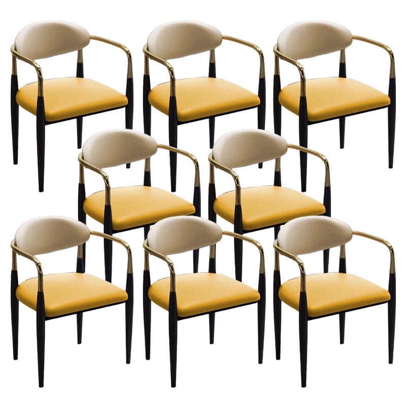 Faux Leather Dining Side Chair Open Back Dining Side Chair for Home Yellow 8 Piece Set Clearhalo 'Dining Chairs' 'Dining Tables & Seating' 'dining_chair' 'furn' 'furn_dining_chair' 'Furniture' 'Kitchen & Dining Furniture' 6749539