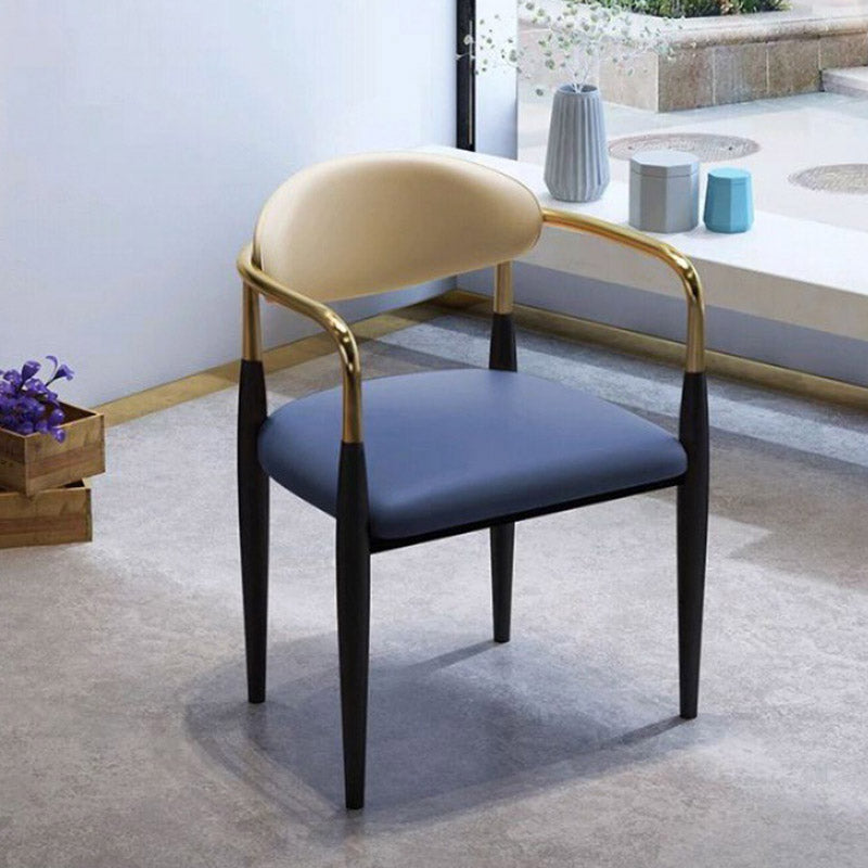 Faux Leather Dining Side Chair Open Back Dining Side Chair for Home Blue 1 Piece Clearhalo 'Dining Chairs' 'Dining Tables & Seating' 'dining_chair' 'furn' 'furn_dining_chair' 'Furniture' 'Kitchen & Dining Furniture' 6749540