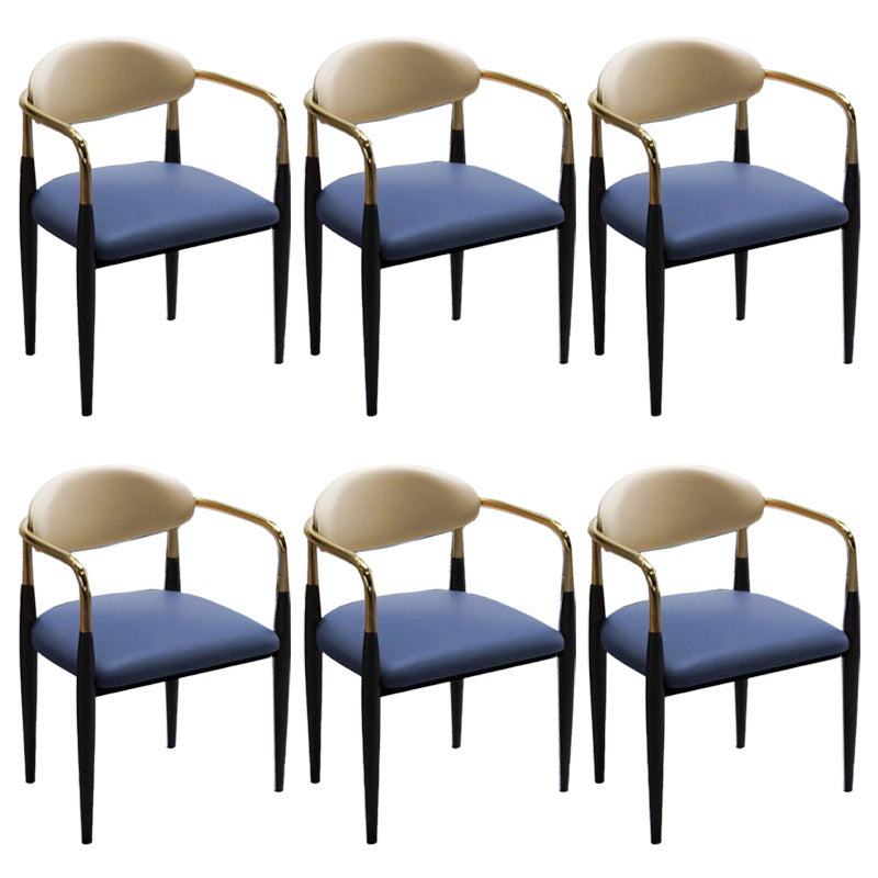 Faux Leather Dining Side Chair Open Back Dining Side Chair for Home Blue 6 Piece Set Clearhalo 'Dining Chairs' 'Dining Tables & Seating' 'dining_chair' 'furn' 'furn_dining_chair' 'Furniture' 'Kitchen & Dining Furniture' 6749543