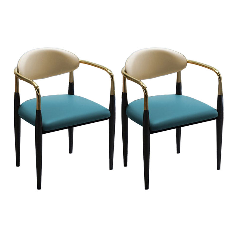Faux Leather Dining Side Chair Open Back Dining Side Chair for Home Green 2 Piece Set Clearhalo 'Dining Chairs' 'Dining Tables & Seating' 'dining_chair' 'furn' 'furn_dining_chair' 'Furniture' 'Kitchen & Dining Furniture' 6749546