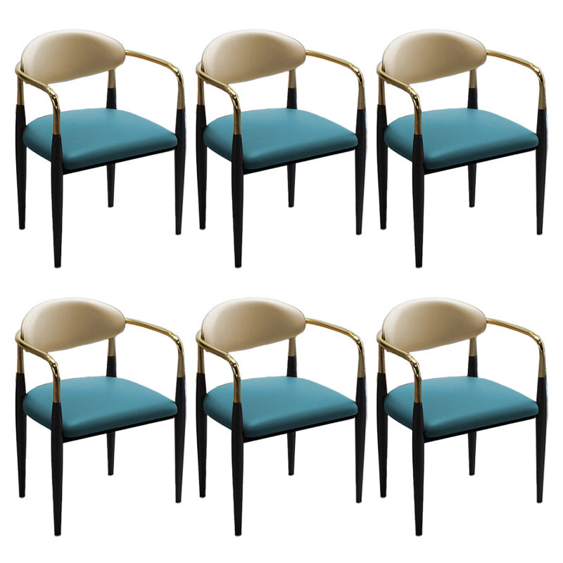 Faux Leather Dining Side Chair Open Back Dining Side Chair for Home Green 6 Piece Set Clearhalo 'Dining Chairs' 'Dining Tables & Seating' 'dining_chair' 'furn' 'furn_dining_chair' 'Furniture' 'Kitchen & Dining Furniture' 6749548