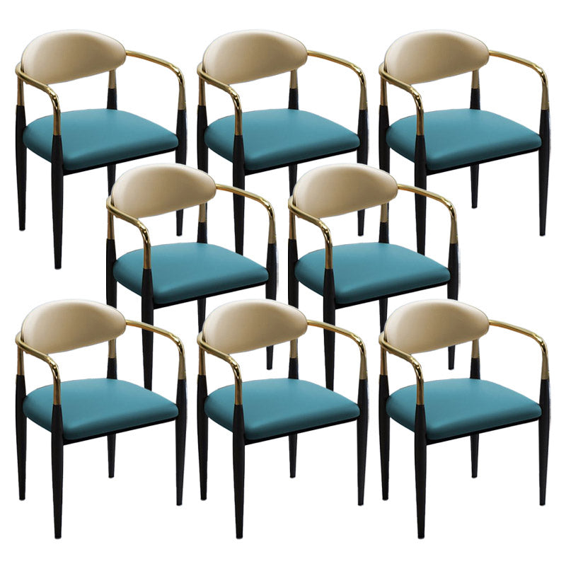 Faux Leather Dining Side Chair Open Back Dining Side Chair for Home Green 8 Piece Set Clearhalo 'Dining Chairs' 'Dining Tables & Seating' 'dining_chair' 'furn' 'furn_dining_chair' 'Furniture' 'Kitchen & Dining Furniture' 6749549
