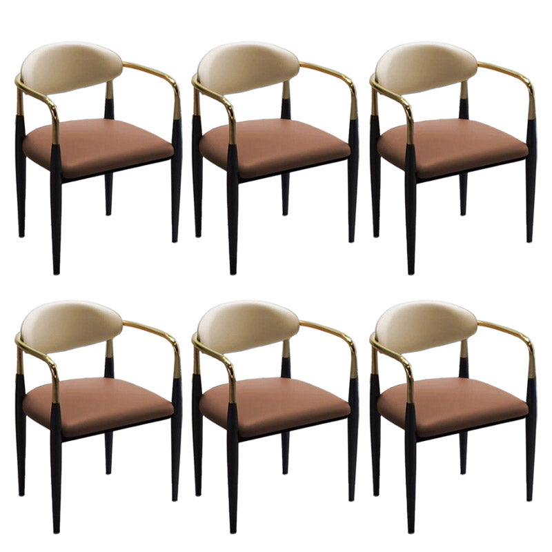 Faux Leather Dining Side Chair Open Back Dining Side Chair for Home Coffee 6 Piece Set Clearhalo 'Dining Chairs' 'Dining Tables & Seating' 'dining_chair' 'furn' 'furn_dining_chair' 'Furniture' 'Kitchen & Dining Furniture' 6749553