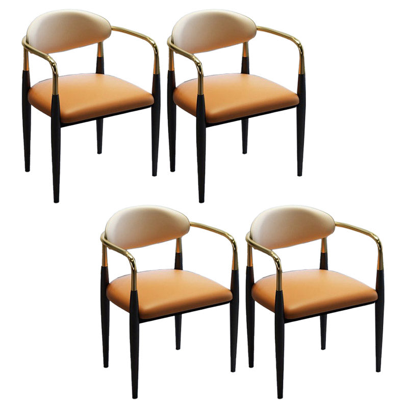 Faux Leather Dining Side Chair Open Back Dining Side Chair for Home Orange 4 Piece Set Clearhalo 'Dining Chairs' 'Dining Tables & Seating' 'dining_chair' 'furn' 'furn_dining_chair' 'Furniture' 'Kitchen & Dining Furniture' 6749557