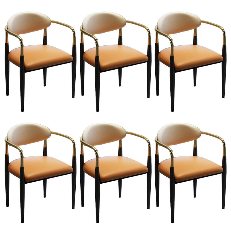 Faux Leather Dining Side Chair Open Back Dining Side Chair for Home Orange 6 Piece Set Clearhalo 'Dining Chairs' 'Dining Tables & Seating' 'dining_chair' 'furn' 'furn_dining_chair' 'Furniture' 'Kitchen & Dining Furniture' 6749558