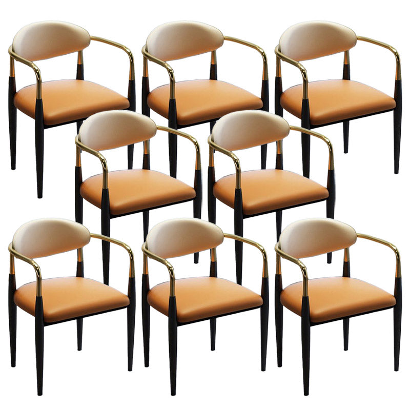Faux Leather Dining Side Chair Open Back Dining Side Chair for Home Orange 8 Piece Set Clearhalo 'Dining Chairs' 'Dining Tables & Seating' 'dining_chair' 'furn' 'furn_dining_chair' 'Furniture' 'Kitchen & Dining Furniture' 6749559