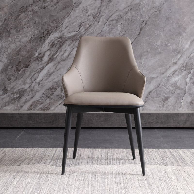 Industrial Style Arm Chair Metal Solid Back Dining Room Chair for Dining Room