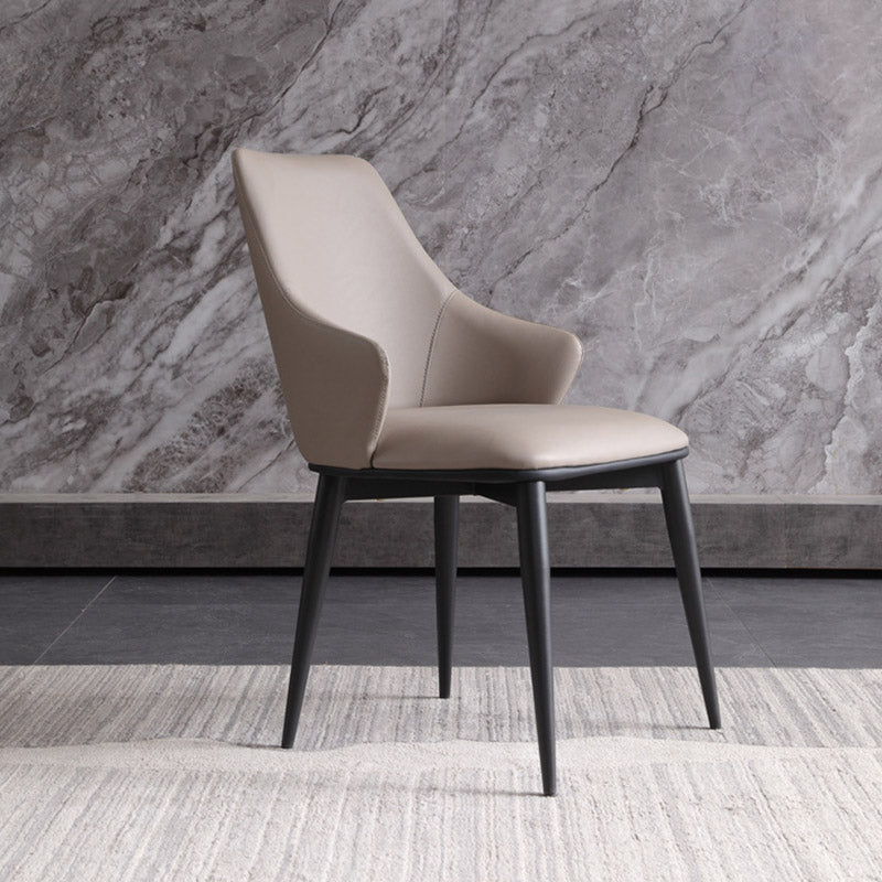 Industrial Style Arm Chair Metal Solid Back Dining Room Chair for Dining Room