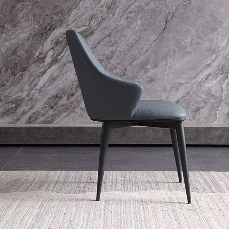 Industrial Style Arm Chair Metal Solid Back Dining Room Chair for Dining Room