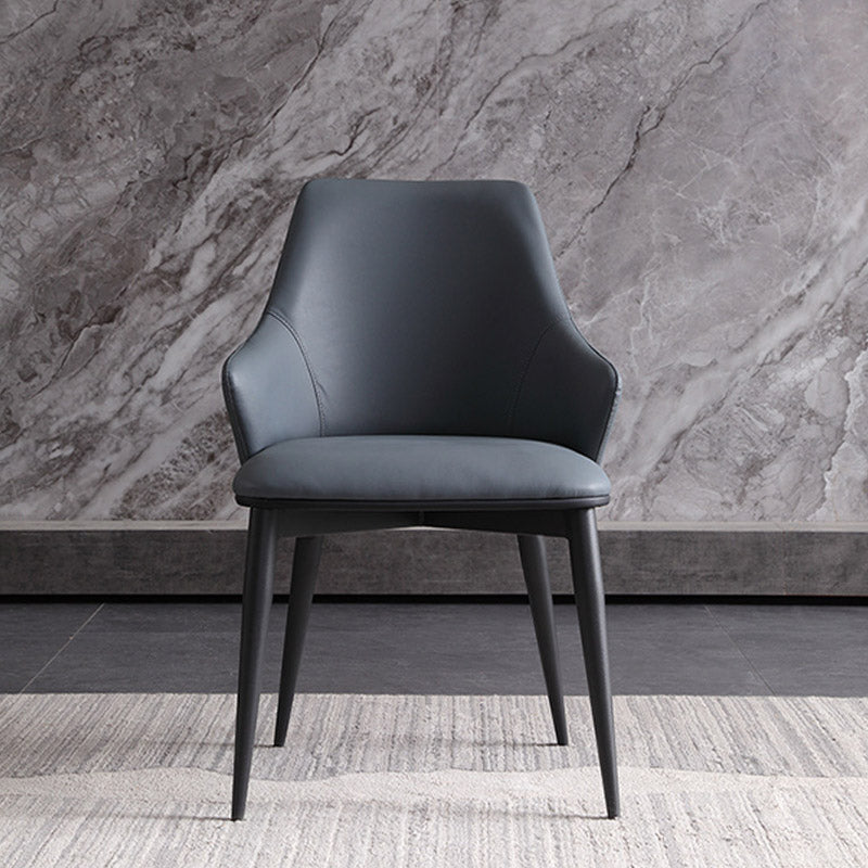 Industrial Style Arm Chair Metal Solid Back Dining Room Chair for Dining Room