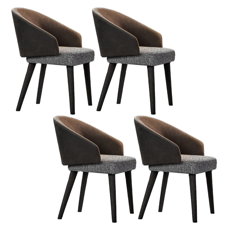 Contemporary Arm Chair Faux Leather Solid Back Dining Room Chair for Indoor