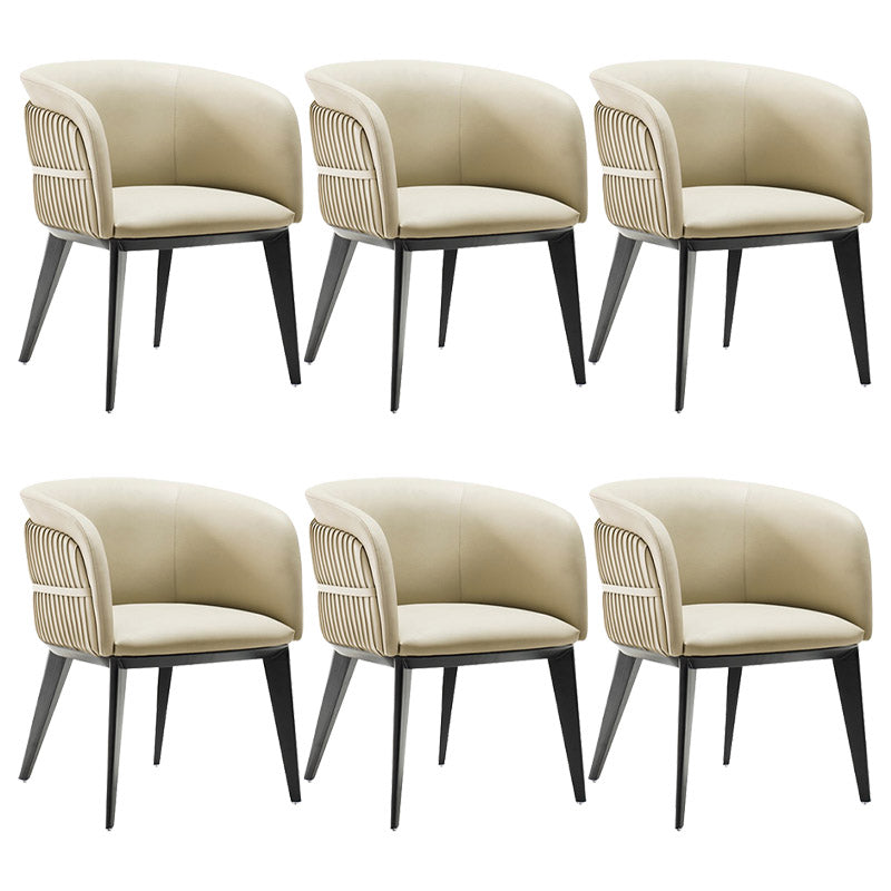 Contemporary Arm Chair Faux Leather Solid Back Dining Room Chair for Home