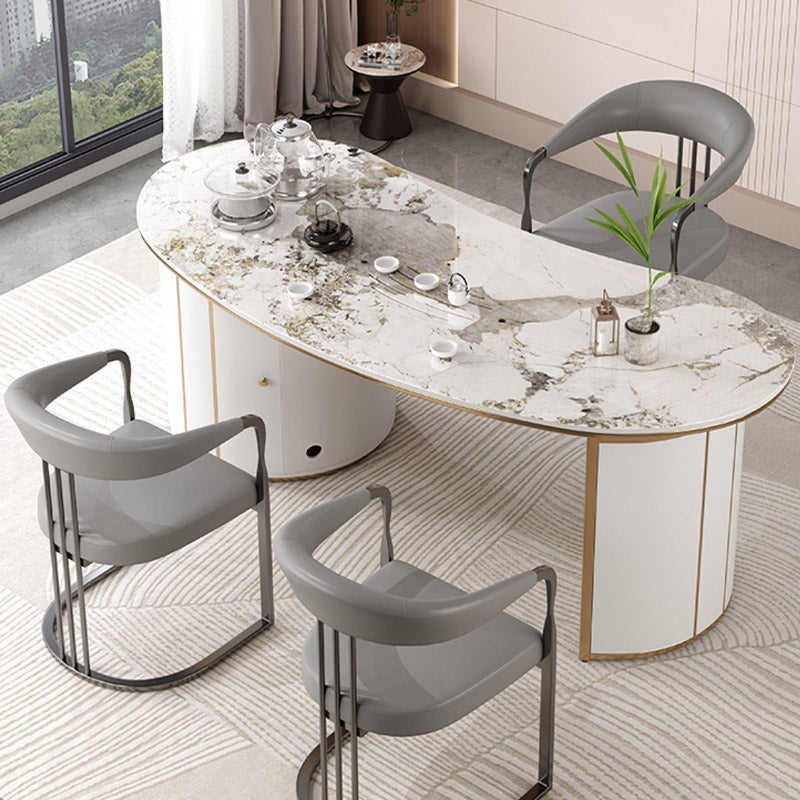 Glam -stijl zijstoel metalen Slat achter eetkamerstoel voor binnen