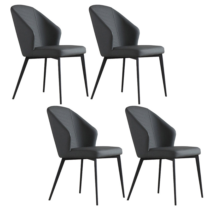 Contemporary Arm Chair Solid Back Metal Dining Room Chair for Indoor