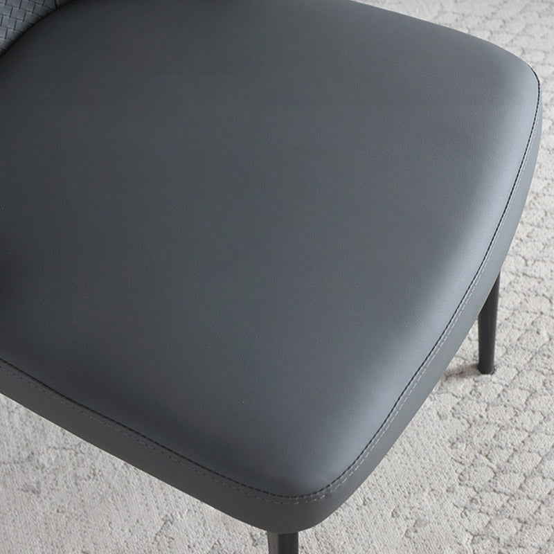 Contemporary Arm Chair Solid Back Metal Dining Room Chair for Indoor