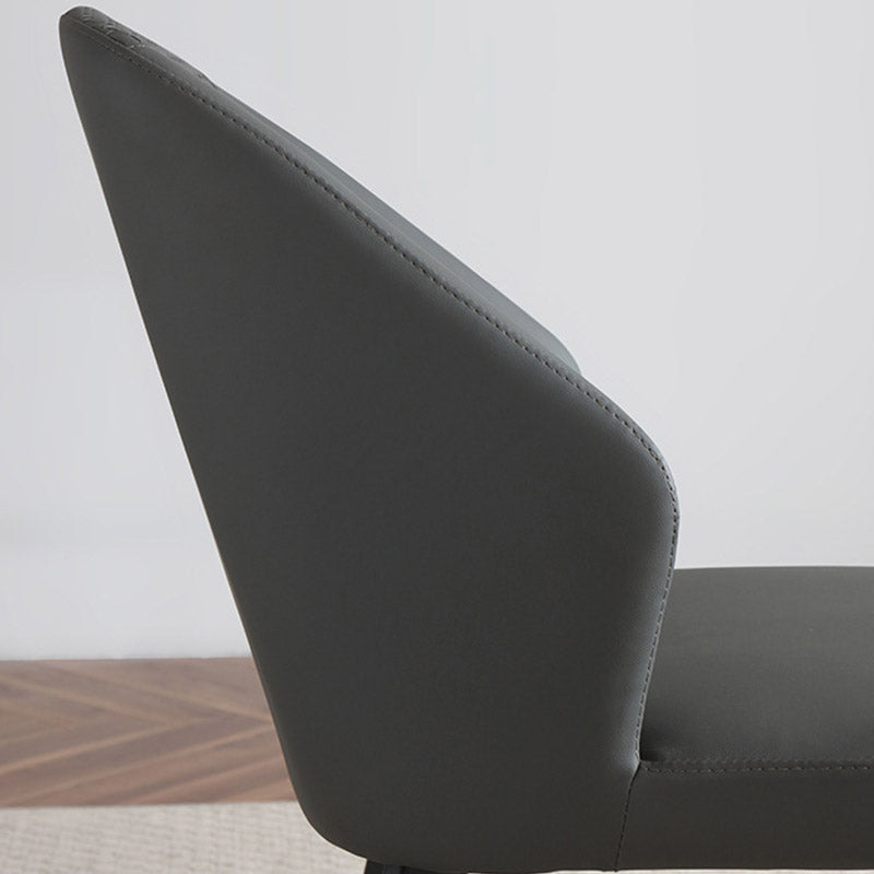 Contemporary Arm Chair Solid Back Metal Dining Room Chair for Indoor