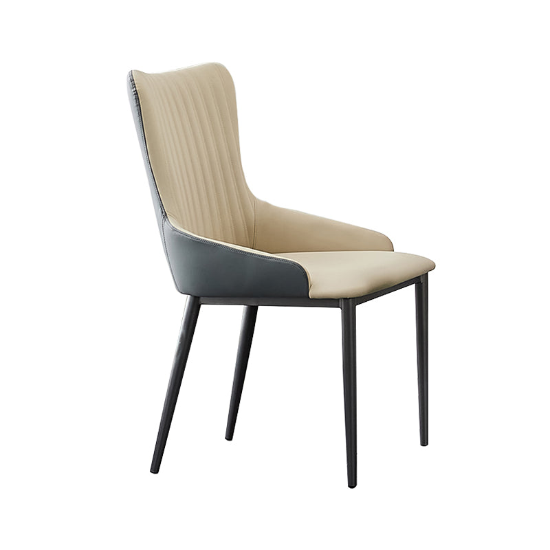 Industrial Arm Chair Solid Back Metal Dining Room Chair for Dining Room Off-White 1 Piece Clearhalo 'Dining Chairs' 'Dining Tables & Seating' 'dining_chair' 'furn' 'furn_dining_chair' 'Furniture' 'Kitchen & Dining Furniture' 6749664