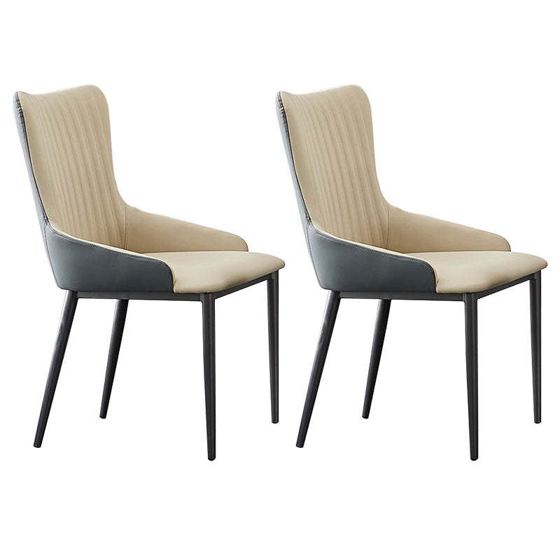 Industrial Arm Chair Solid Back Metal Dining Room Chair for Dining Room Off-White 2 Piece Set Clearhalo 'Dining Chairs' 'Dining Tables & Seating' 'dining_chair' 'furn' 'furn_dining_chair' 'Furniture' 'Kitchen & Dining Furniture' 6749666