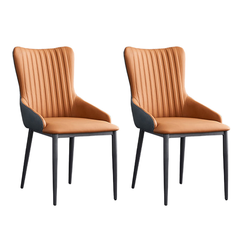 Industrial Arm Chair Solid Back Metal Dining Room Chair for Dining Room Orange 2 Piece Set Clearhalo 'Dining Chairs' 'Dining Tables & Seating' 'dining_chair' 'furn' 'furn_dining_chair' 'Furniture' 'Kitchen & Dining Furniture' 6749669