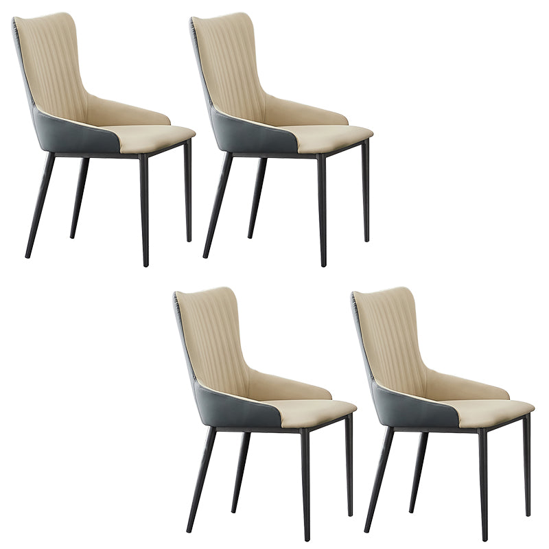 Industrial Arm Chair Solid Back Metal Dining Room Chair for Dining Room Off-White 4 Piece Set Clearhalo 'Dining Chairs' 'Dining Tables & Seating' 'dining_chair' 'furn' 'furn_dining_chair' 'Furniture' 'Kitchen & Dining Furniture' 6749671