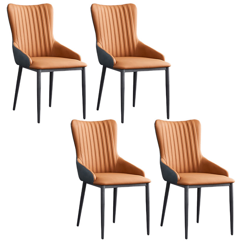 Industrial Arm Chair Solid Back Metal Dining Room Chair for Dining Room Orange 4 Piece Set Clearhalo 'Dining Chairs' 'Dining Tables & Seating' 'dining_chair' 'furn' 'furn_dining_chair' 'Furniture' 'Kitchen & Dining Furniture' 6749675