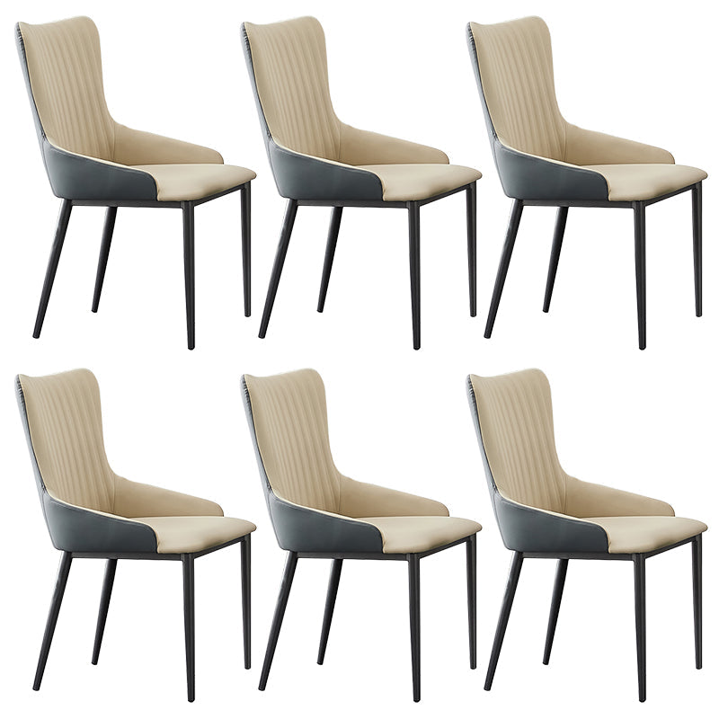 Industrial Arm Chair Solid Back Metal Dining Room Chair for Dining Room Off-White 6 Piece Set Clearhalo 'Dining Chairs' 'Dining Tables & Seating' 'dining_chair' 'furn' 'furn_dining_chair' 'Furniture' 'Kitchen & Dining Furniture' 6749677