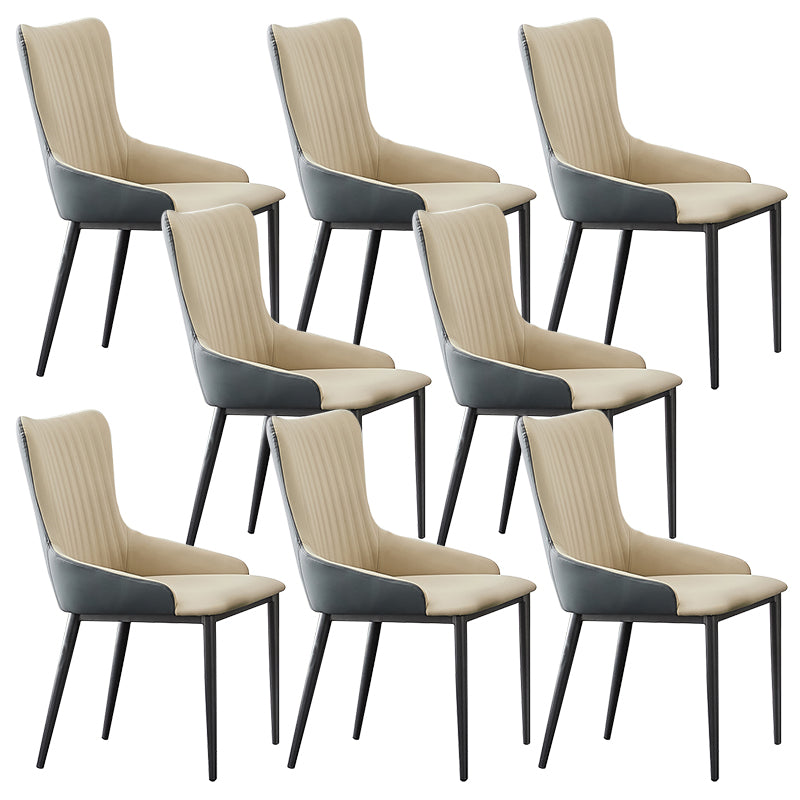 Industrial Arm Chair Solid Back Metal Dining Room Chair for Dining Room Off-White 8 Piece Set Clearhalo 'Dining Chairs' 'Dining Tables & Seating' 'dining_chair' 'furn' 'furn_dining_chair' 'Furniture' 'Kitchen & Dining Furniture' 6749684