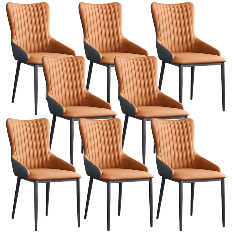 Industrial Arm Chair Solid Back Metal Dining Room Chair for Dining Room Orange 8 Piece Set Clearhalo 'Dining Chairs' 'Dining Tables & Seating' 'dining_chair' 'furn' 'furn_dining_chair' 'Furniture' 'Kitchen & Dining Furniture' 6749687
