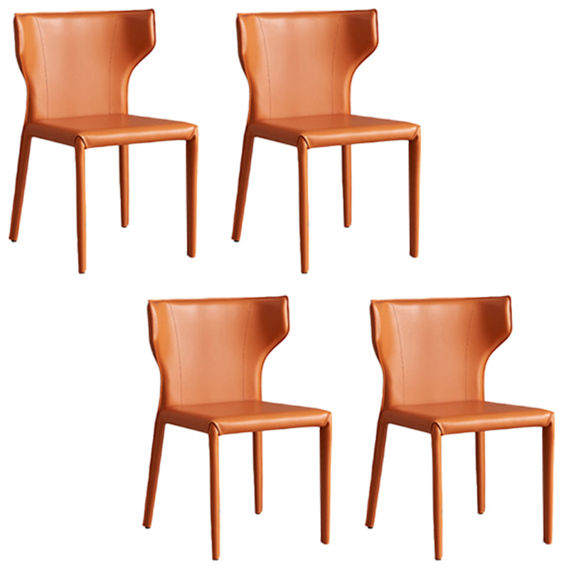 現代的なサイドチェアソリッドバックフェイクレザーダイニングルーム屋内の椅子