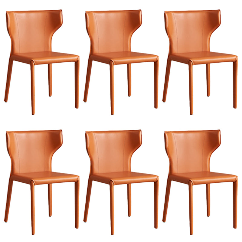 現代的なサイドチェアソリッドバックフェイクレザーダイニングルーム屋内の椅子