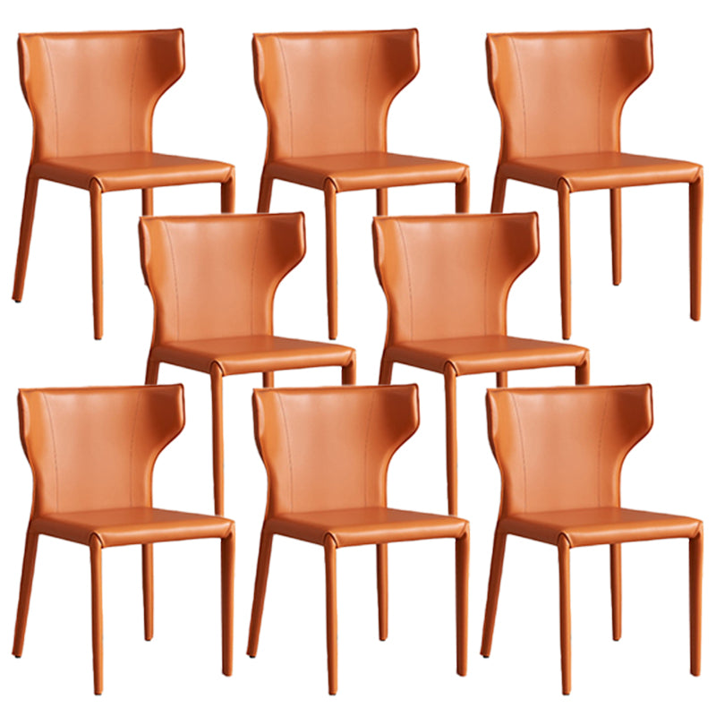 現代的なサイドチェアソリッドバックフェイクレザーダイニングルーム屋内の椅子