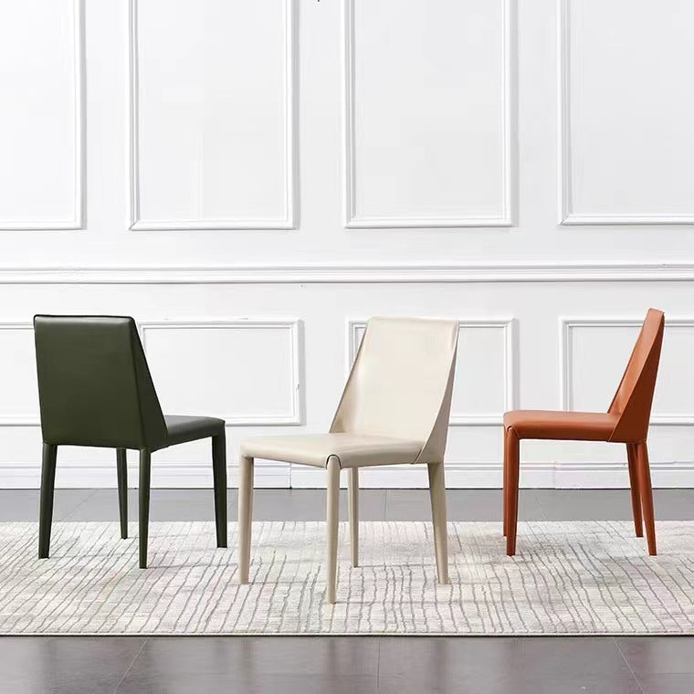 Eigentijdse zijstoel faux lederen stevige achterste eetkamerstoel voor binnen