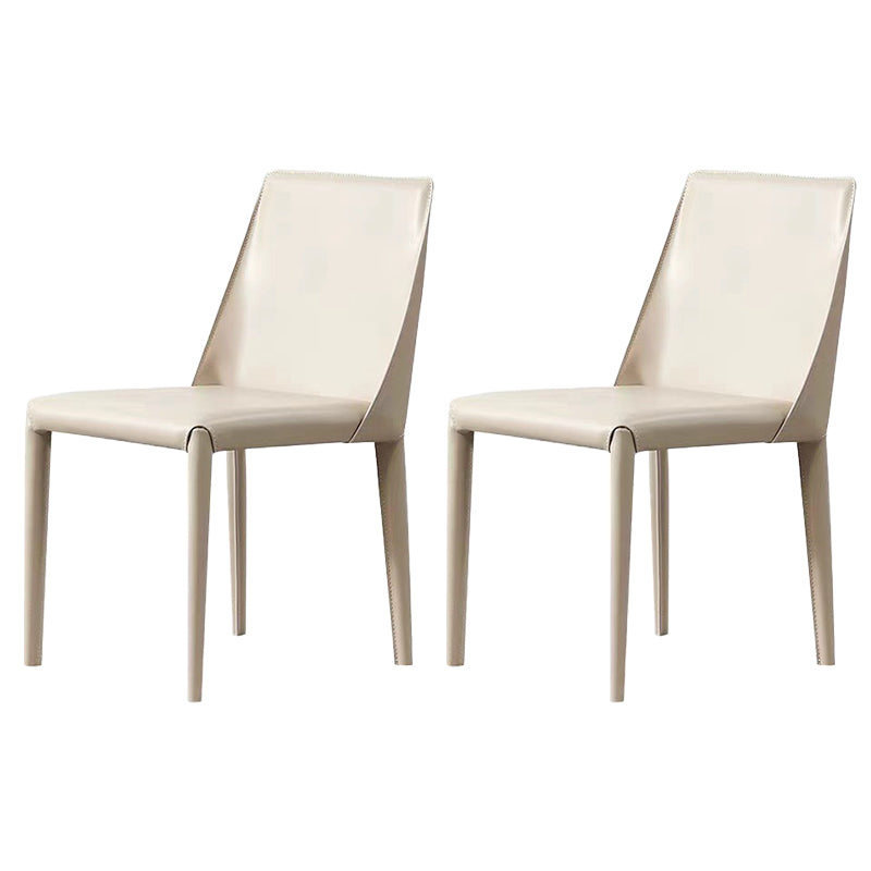 Eigentijdse zijstoel faux lederen stevige achterste eetkamerstoel voor binnen