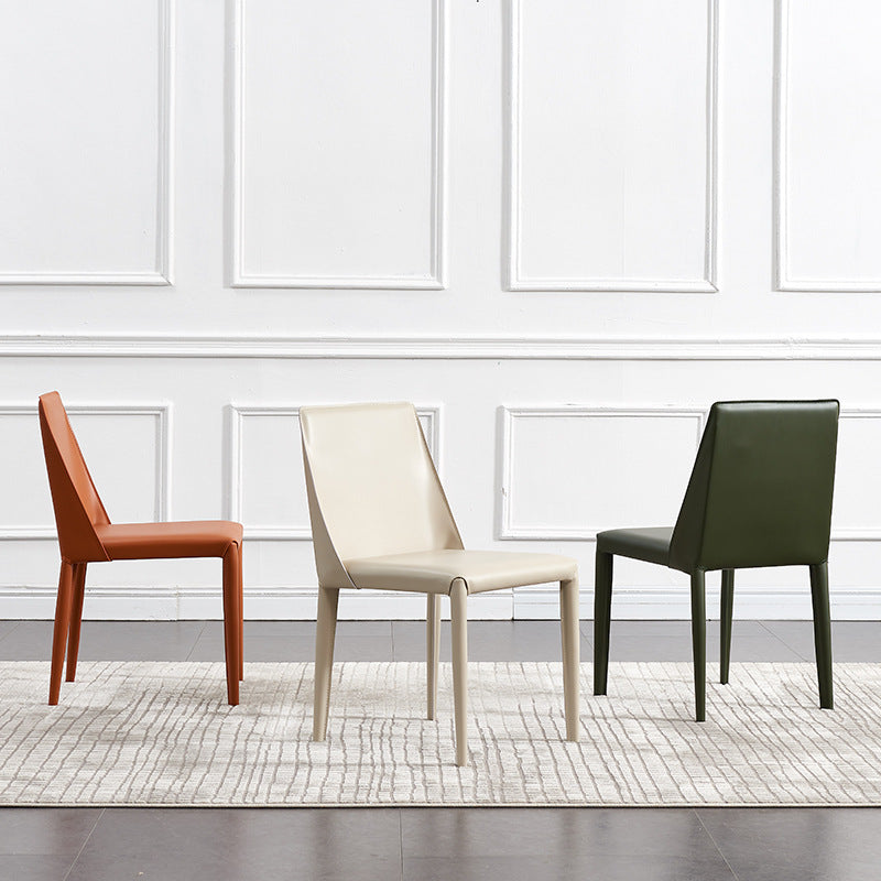 Eigentijdse zijstoel faux lederen stevige achterste eetkamerstoel voor binnen