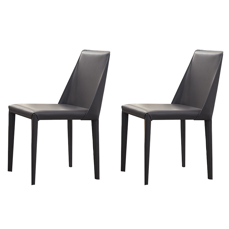 Eigentijdse zijstoel faux lederen stevige achterste eetkamerstoel voor binnen