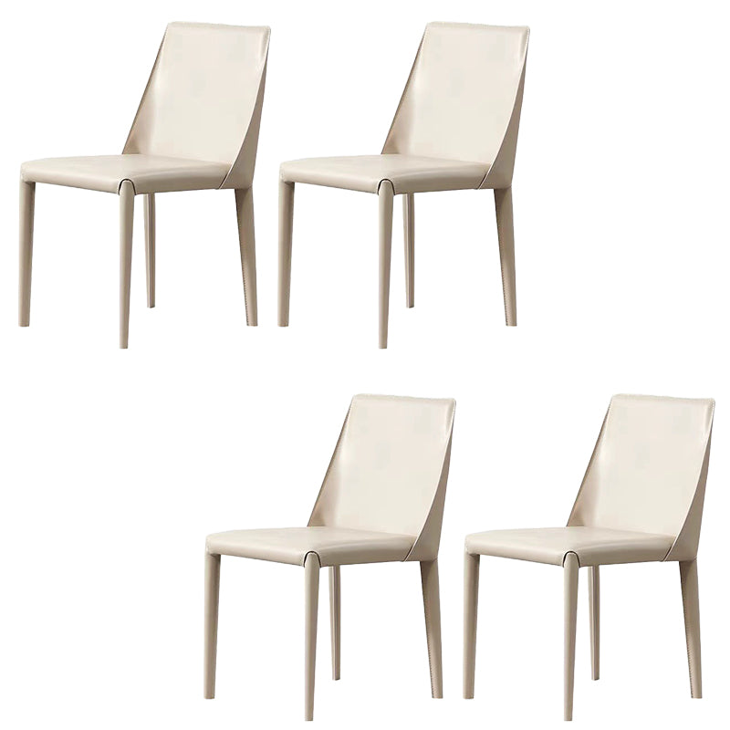 Eigentijdse zijstoel faux lederen stevige achterste eetkamerstoel voor binnen