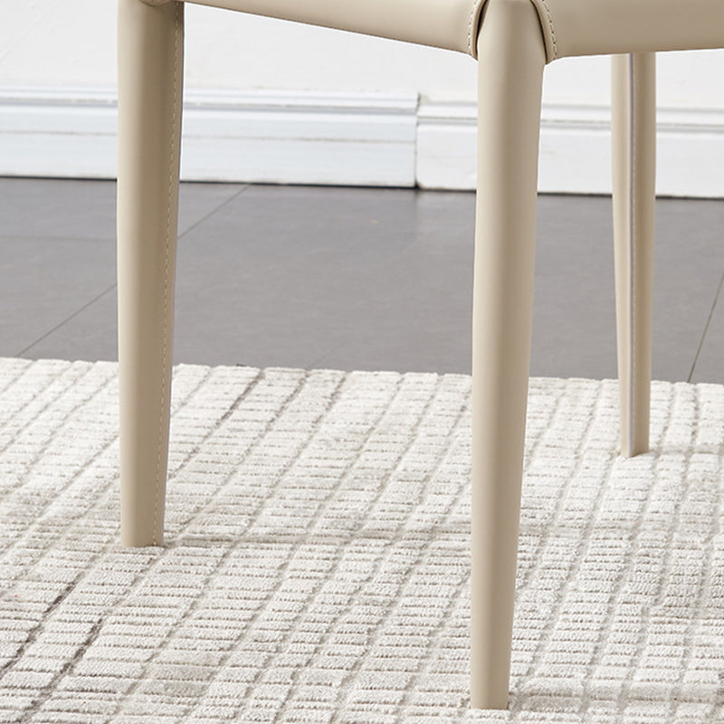 Eigentijdse zijstoel faux lederen stevige achterste eetkamerstoel voor binnen