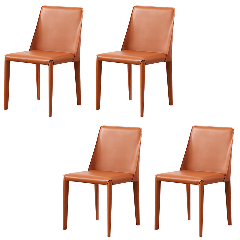 Eigentijdse zijstoel faux lederen stevige achterste eetkamerstoel voor binnen