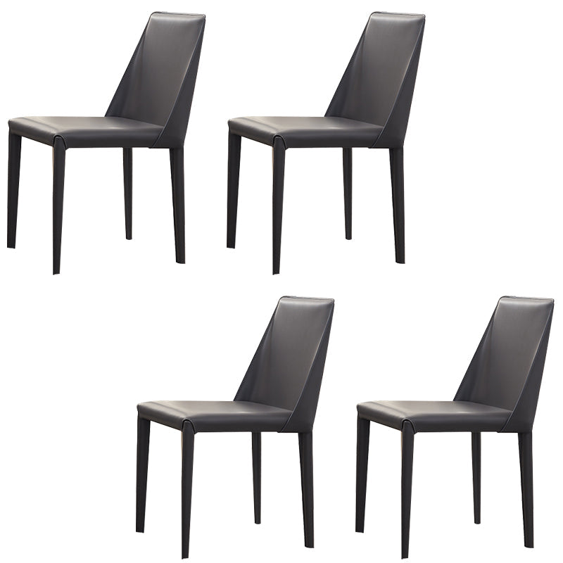 Eigentijdse zijstoel faux lederen stevige achterste eetkamerstoel voor binnen