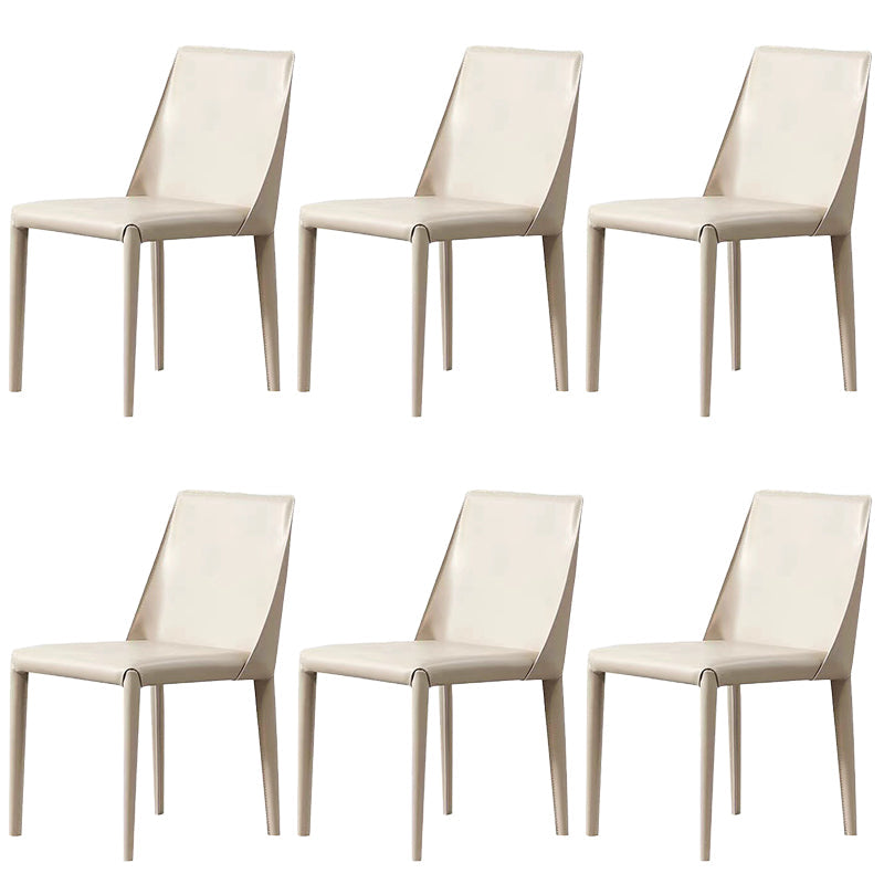 Eigentijdse zijstoel faux lederen stevige achterste eetkamerstoel voor binnen