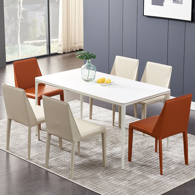 Eigentijdse zijstoel faux lederen stevige achterste eetkamerstoel voor binnen