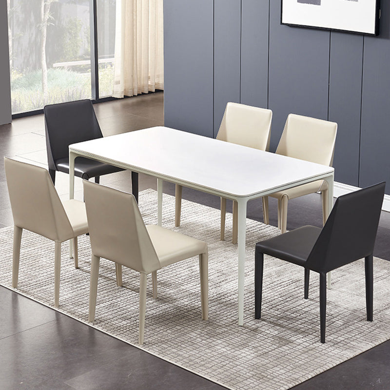 Eigentijdse zijstoel faux lederen stevige achterste eetkamerstoel voor binnen